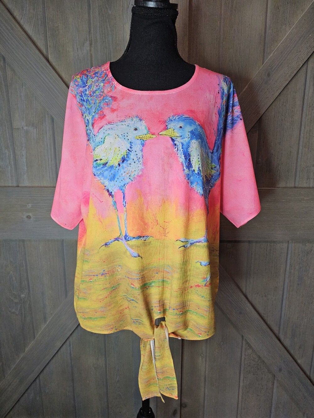 Leoma Lovegrove Embellished Bird Open Shoulder Top Size Medium